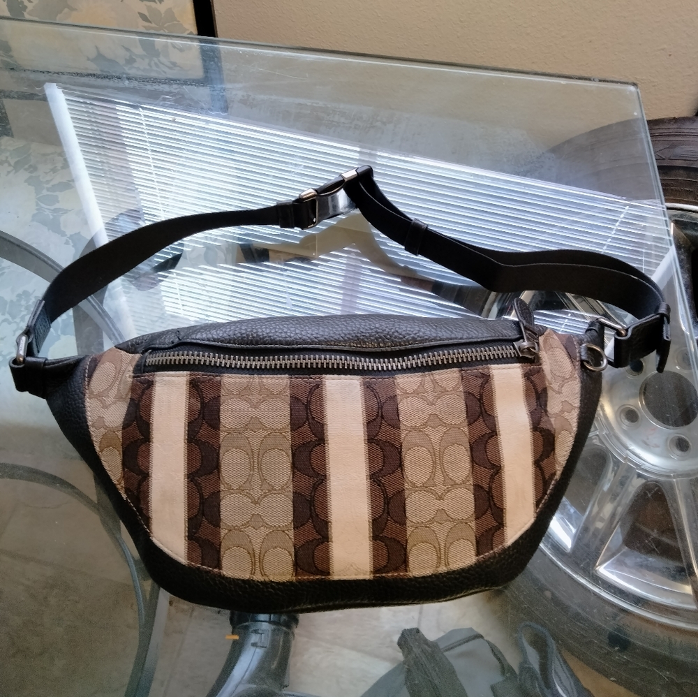 Coach C5292 Warren Belt Bag In Signature Jacquard With Stripes